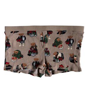Forever 21 Christmas Teddy Bear Pajama Shorts (Tan) - Size Medium